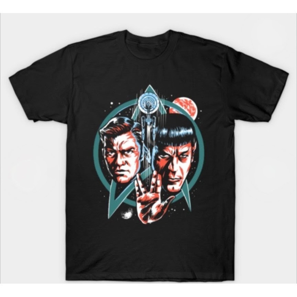 Star Trek Where No Man Has Gone Before T-Shirt Kirk Spock Enterprise Men's 2X
